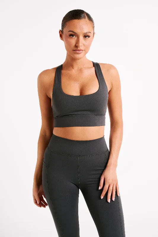 Thea Racerback Crop Top - Charcoal