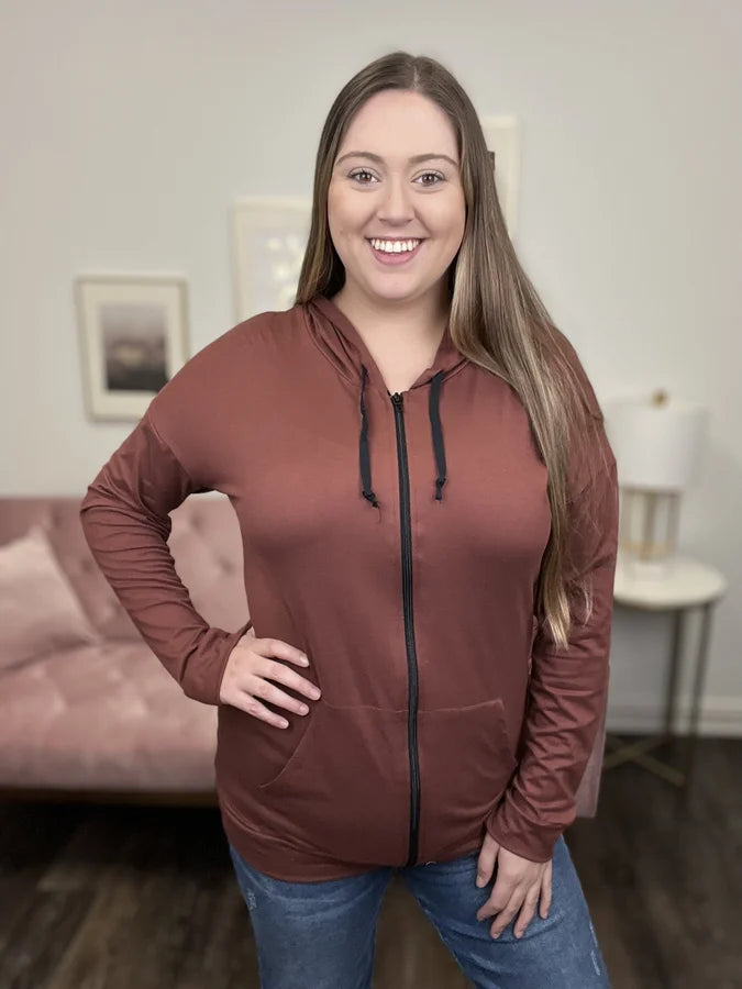 Simple and Fresh Women's Soft Solid Zip Up Hoodie