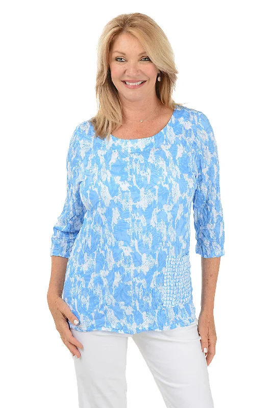 Cloudy Sky Scoop Neck Crinkle Top