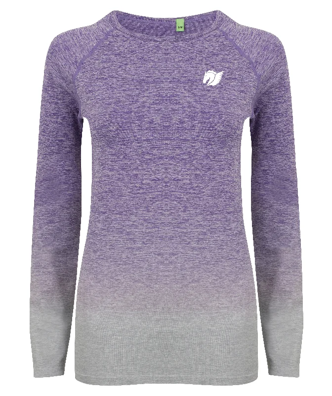 Ombre Seamless Long-sleeve Top - Purple/ Light Grey Marl