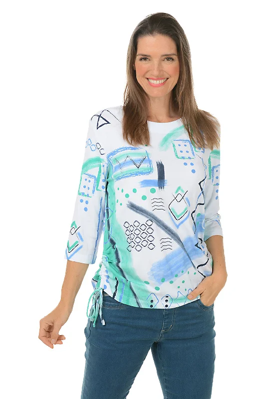 Jetty Abstract Diamonds Side Shirred Top