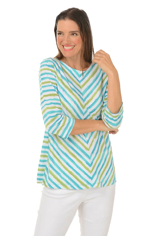 Chevron Striped Center Seam Top