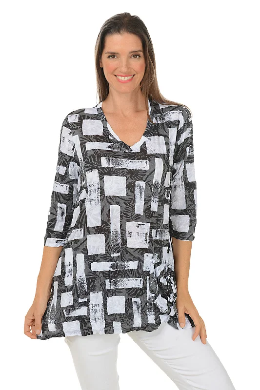 Square Silhouettes Crinkle Pocket Tunic