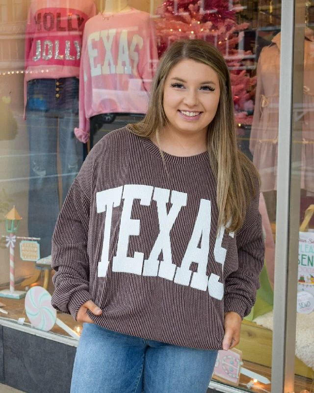 RESTOCKED - TEXAS RIB CORD SWEATSHIRT - COFFEE