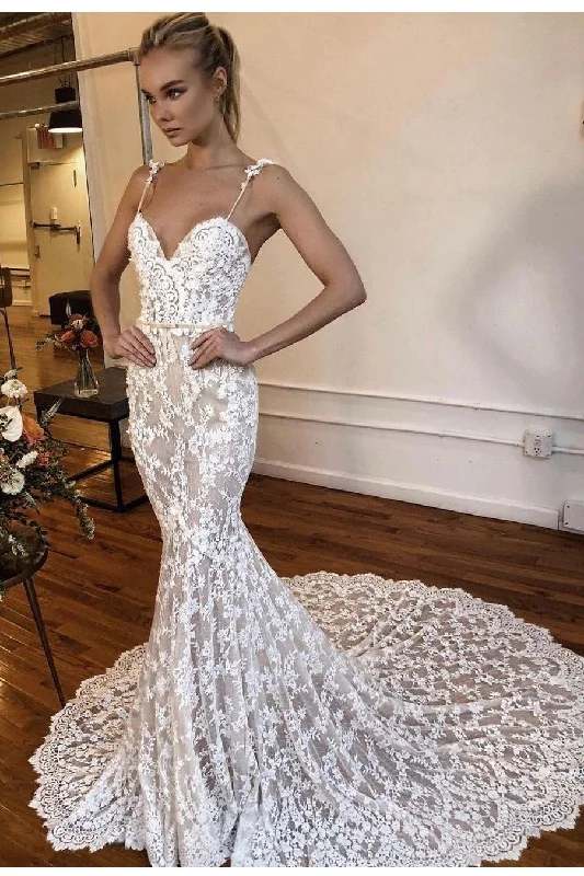 Sweetheart Rich Lace Wedding Gown Mermaid Train