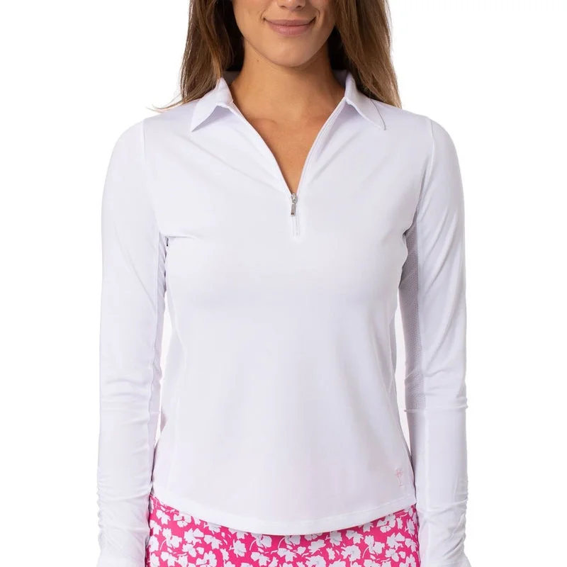 Golftini L/S Zip Tech Polo - White