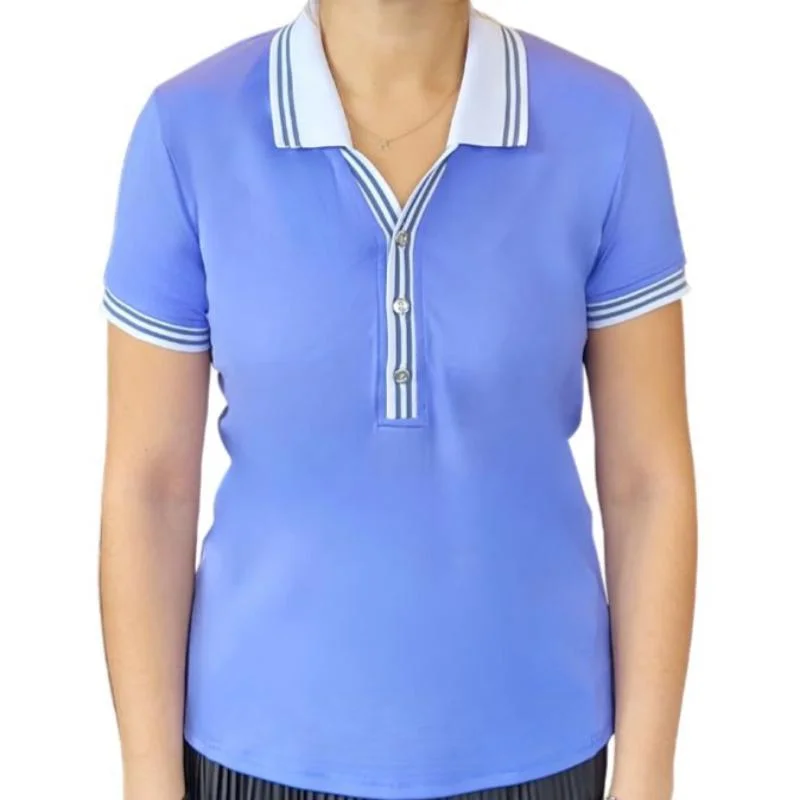 inPhorm Emma S/S Polo - Periwinkle/White