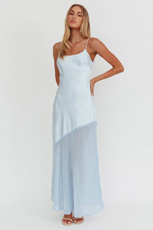 Gilded Dream Chiffon Hem Maxi Dress Baby Blue