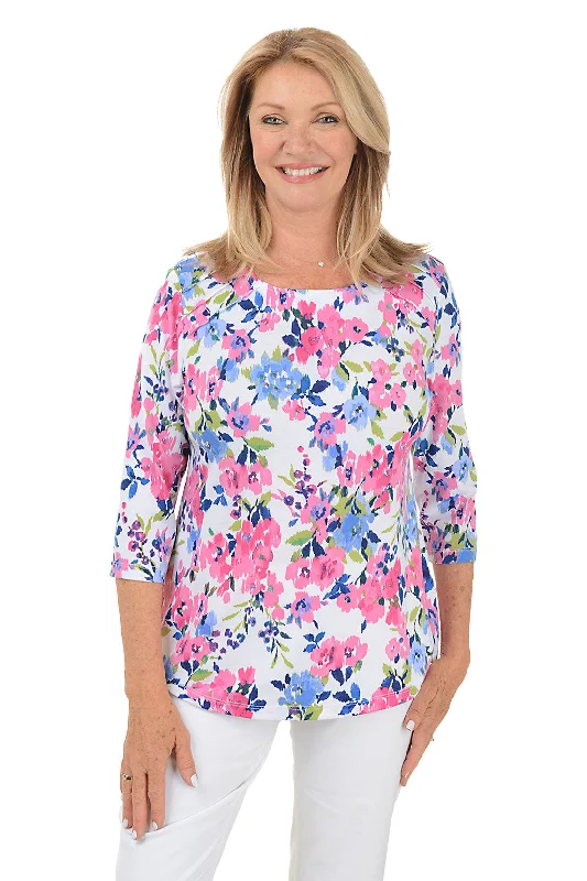 Flamenco Floral Pleated Shoulder Top