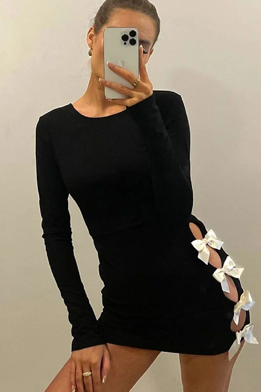 TastyHottie - Bow Cut Out Pack Hip Dress