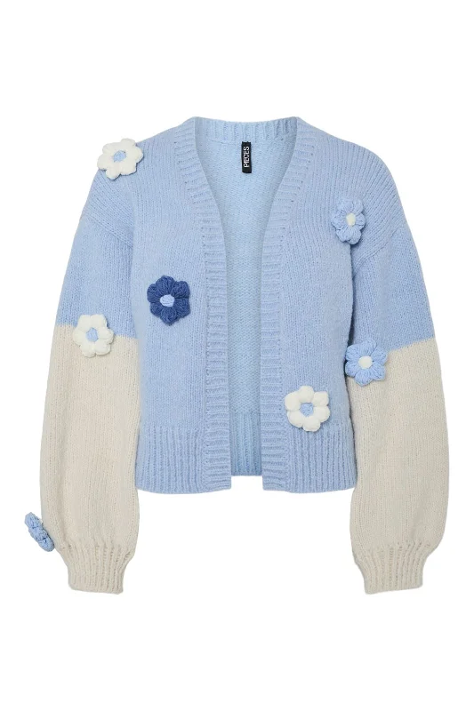 Pieces - Pcjenner Ls Knit Cardigan - 4823420 Airy Blue Multi