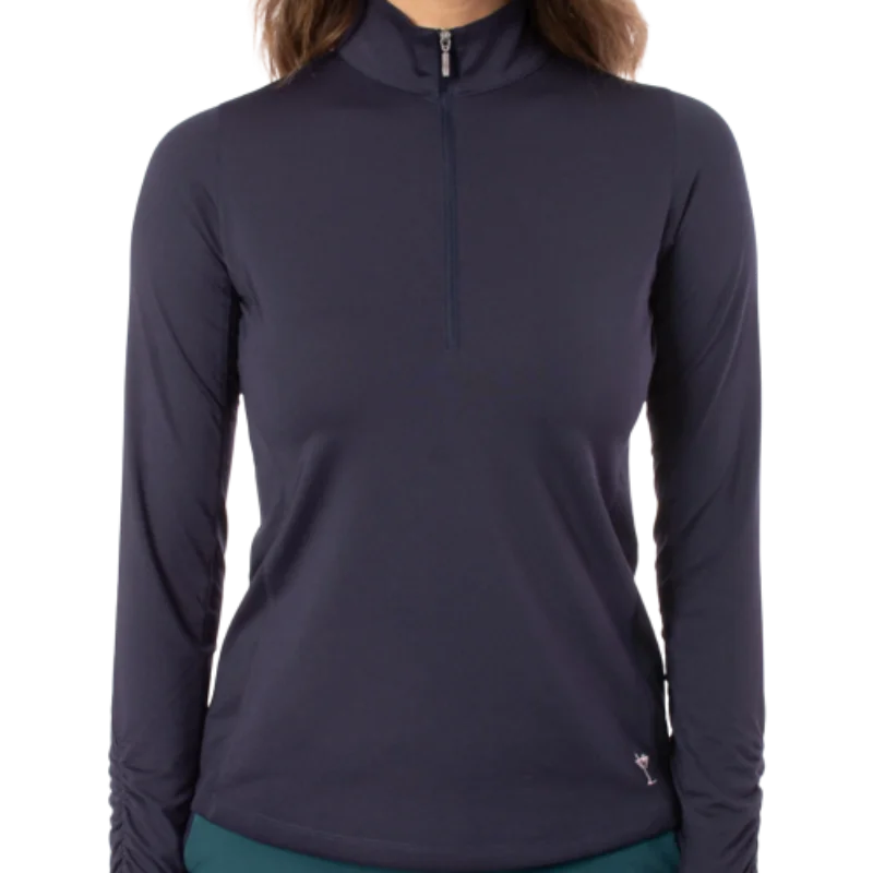 Golftini L/S Zip Mock Stretch Top - Navy