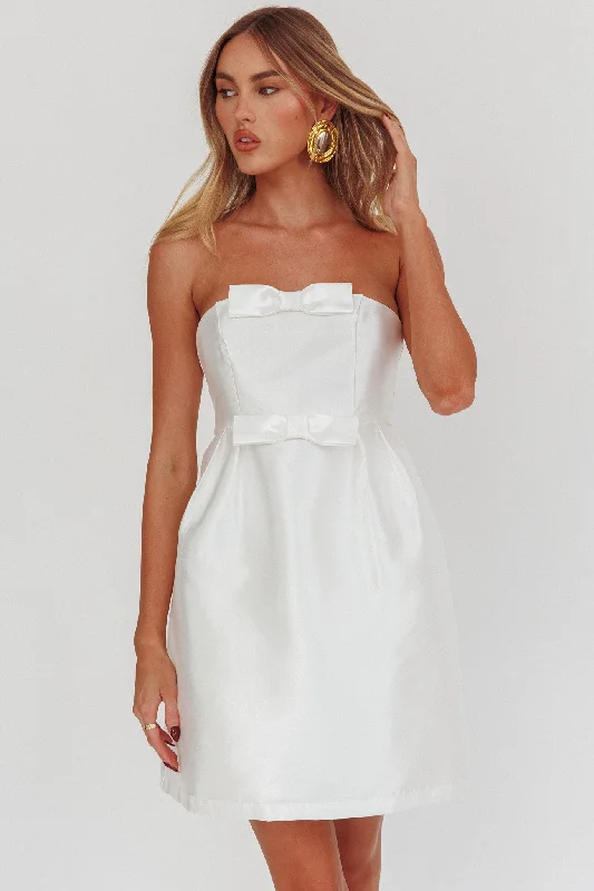 Waylon Double Bow Mini Dress Off White