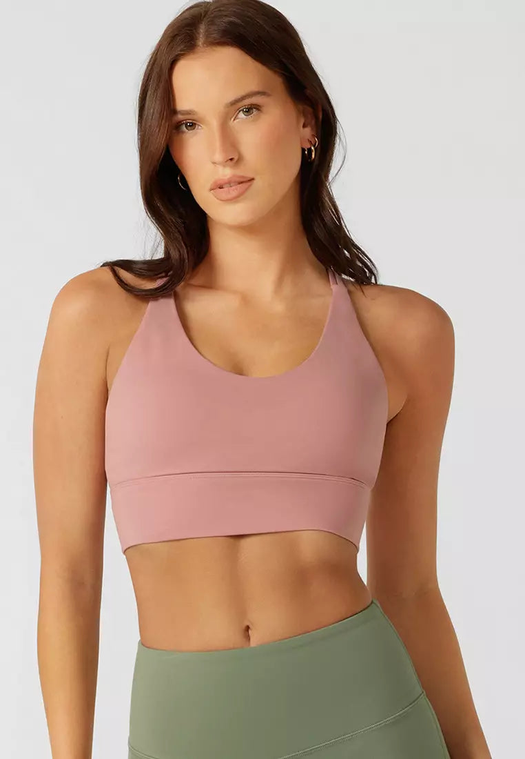 Lorna Jane Lotus Longline Sports Bra - Wild Rose