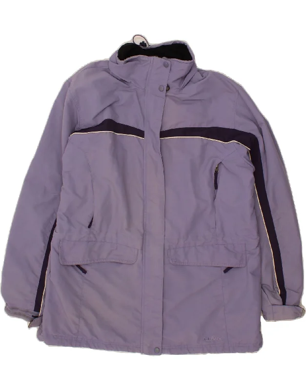 L.L.BEAN Womens Loose Fit Rain Jacket UK 18 XL Purple Colourblock Nylon