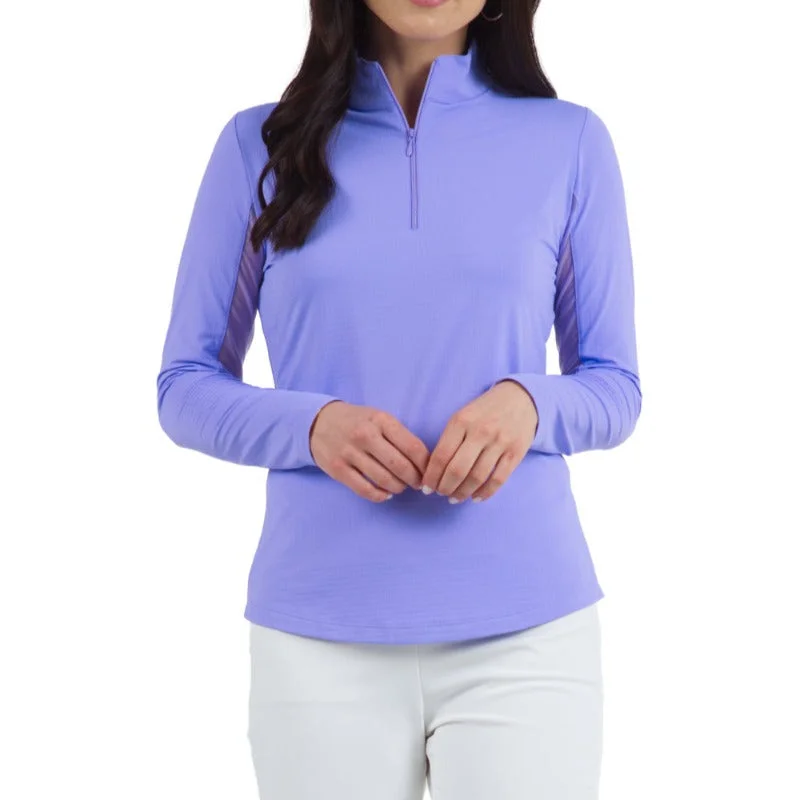 IBKUL Solid L/S Mock Neck Top - Lavender