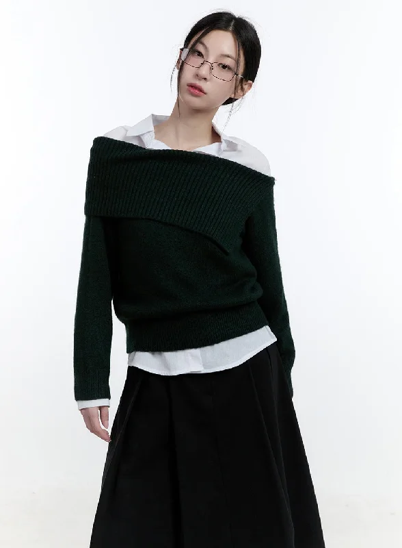 Off-Shoulder Asymmetric Sweater CJ520