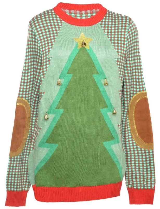 Beyond Retro Reworked Christmas Jumper With Bells - L