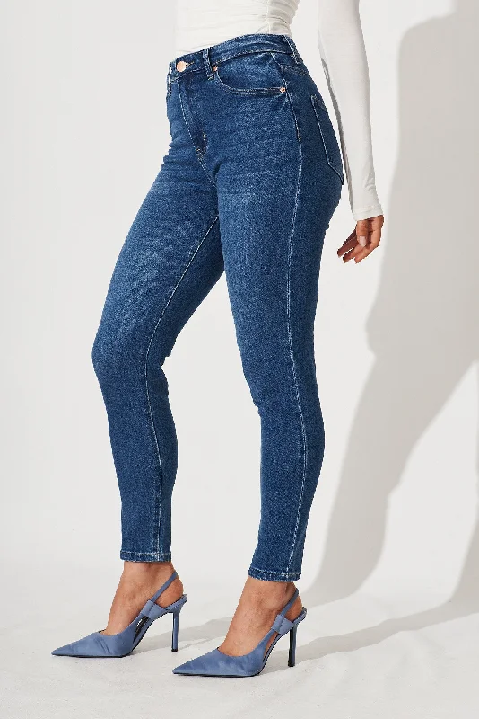 Billie Mid Rise Skinny Jean In Mid Blue Denim