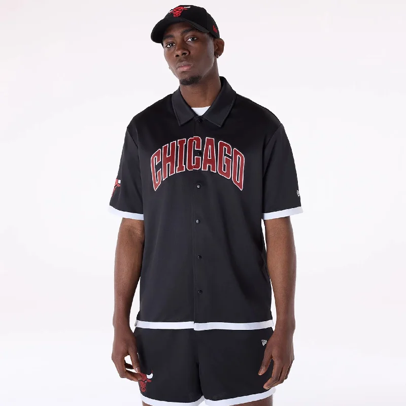 Chicago Bulls NBA Snap Button Black Short Sleeve Shirt