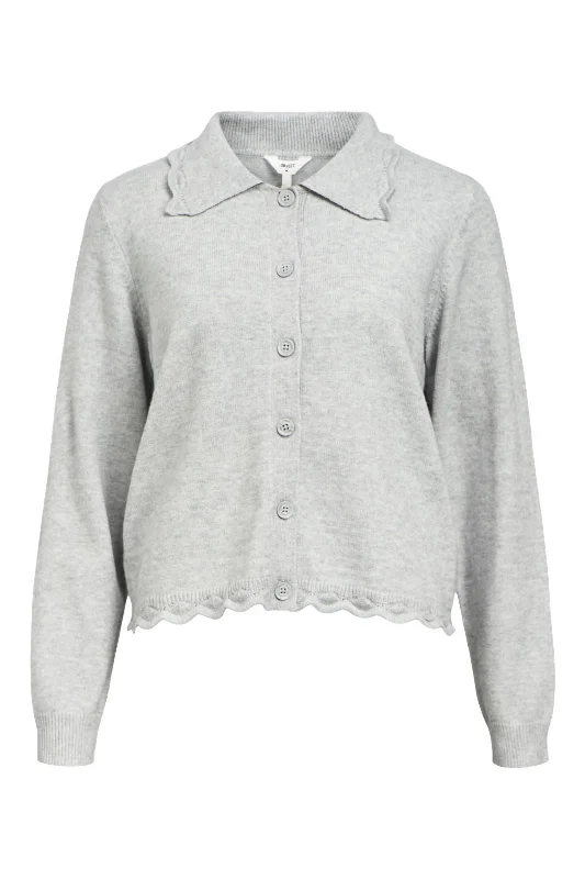 Object - Objlene Ls Re Cardigan Au 24 - 4693458 Light Grey Melange