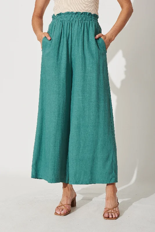 Nicole Pant In Sea Foam Linen Blend