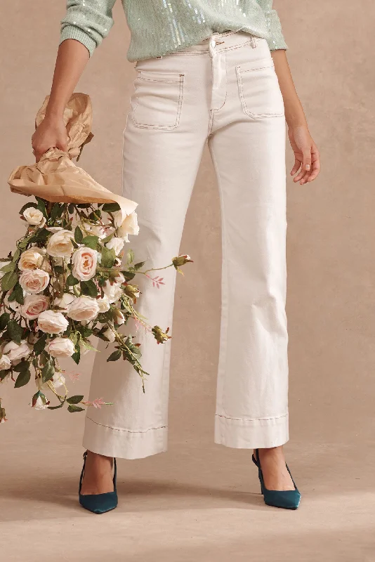 Juanita High Rise Wide Leg Jean In White Denim