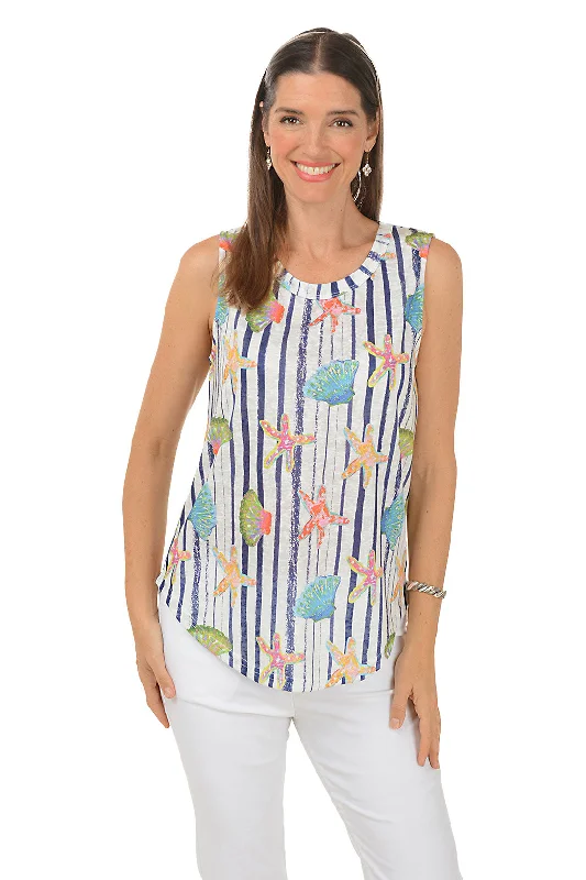 Seashell Stripe High Low Tank Top