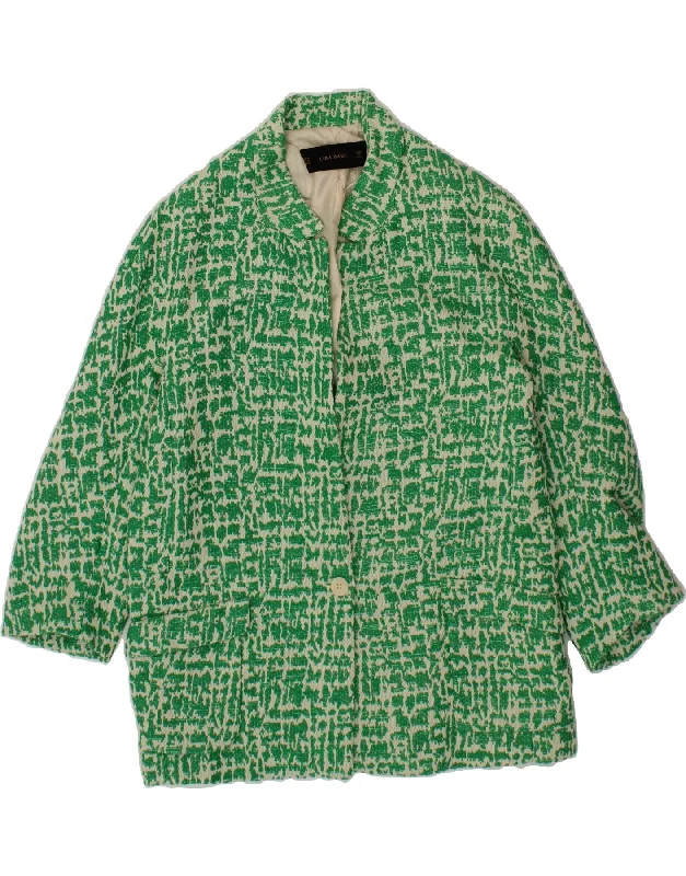 ZARA Womens Abstract Pattern Overcoat UK 14 Medium Green Acetate