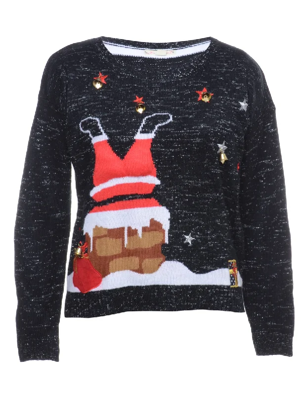 Beyond Retro Reworked Christmas Jumper With Bells - L