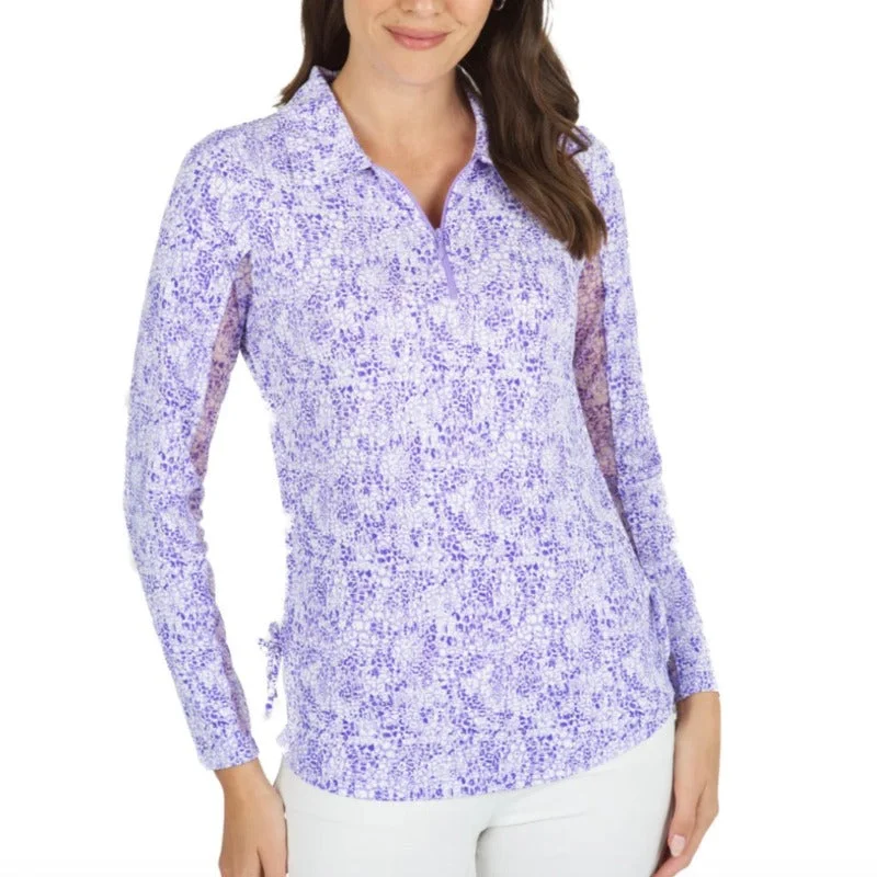 IBKUL Abstract Skin L/S Adjustable Zip Polo - Lavender