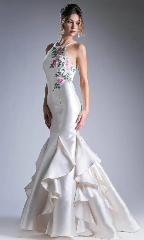 Ladivine 83830 - Embroidered Mikado Mermaid Gown