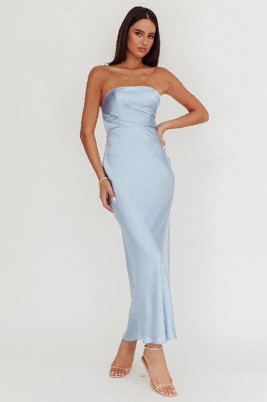 City Of Stars Strapless Maxi Dress Baby Blue