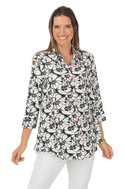 Camellias Button-Back Shirt