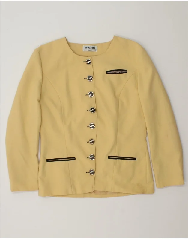 VINTAGE Womens Blazer Jacket UK 16 Large Yellow Polyester