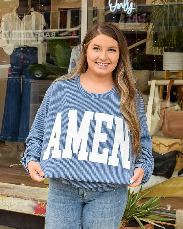 RESTOCKED - AMEN RIB CORD SWEATSHIRT - DENIM