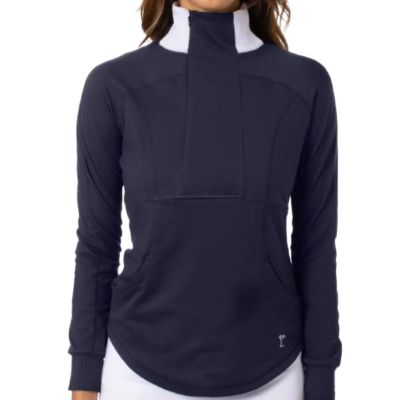 Golftini Contrast Quarter Zip -  Navy/White