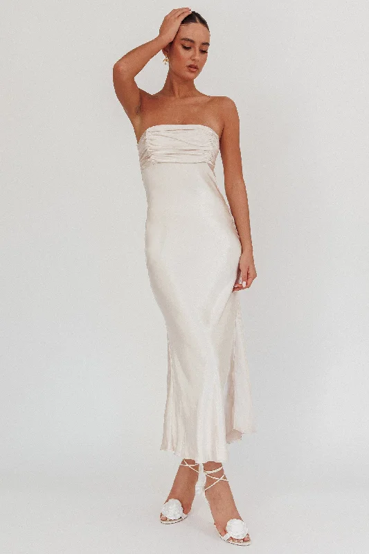 Moon Song Strapless Laced Back Dress Champagne