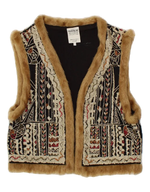 ZARA Womens Gilet UK 14 Medium Multicoloured Cotton Ethnic