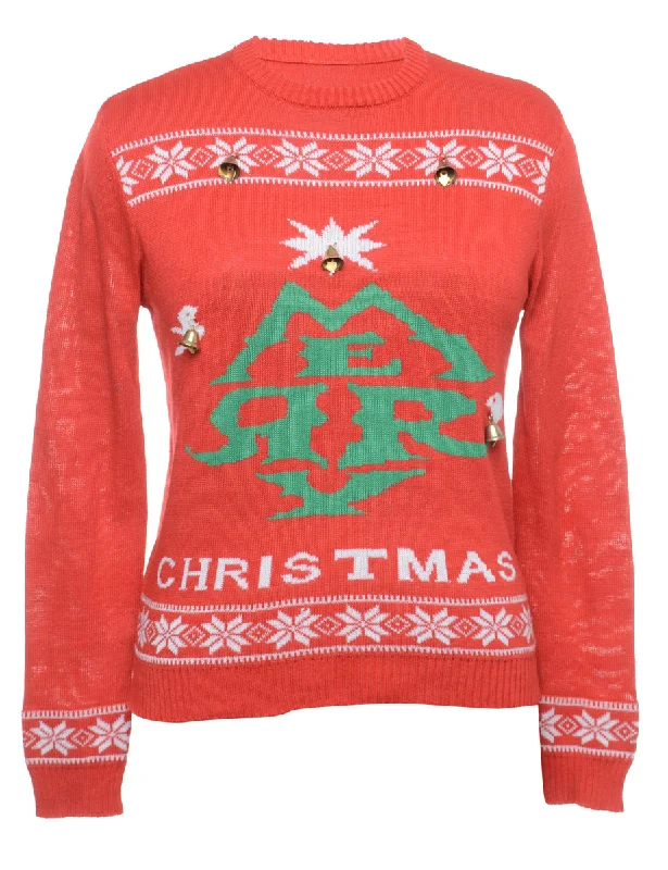 Beyond Retro Reworked Christmas Jumper With Bells - L